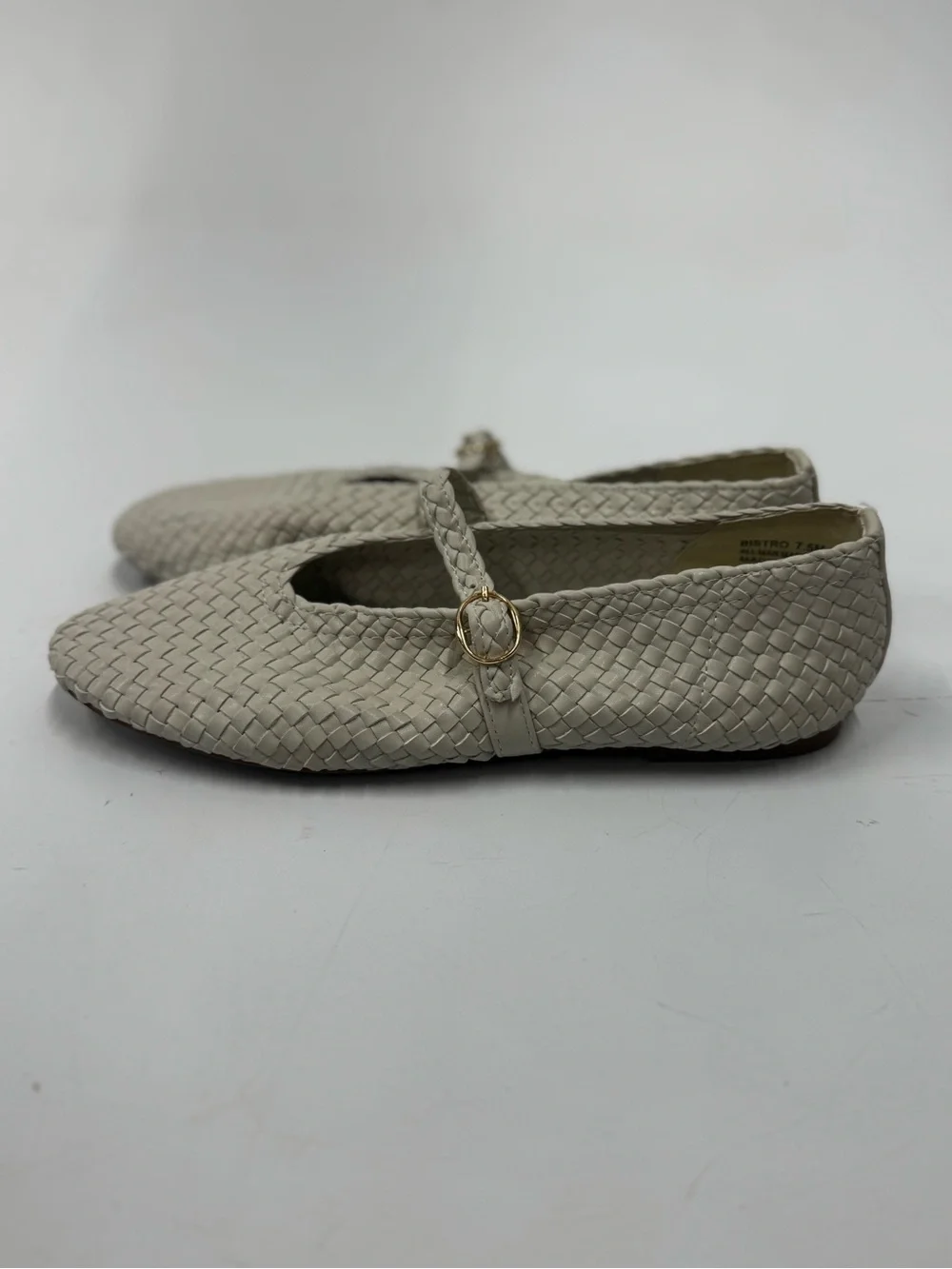 House of Harlow 1960 Bistro Off White Woven Ballet Flats Strap / Buckle Size 7.5